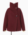 Wool Arupaka Shawl Collar Short Cort - bordeaux