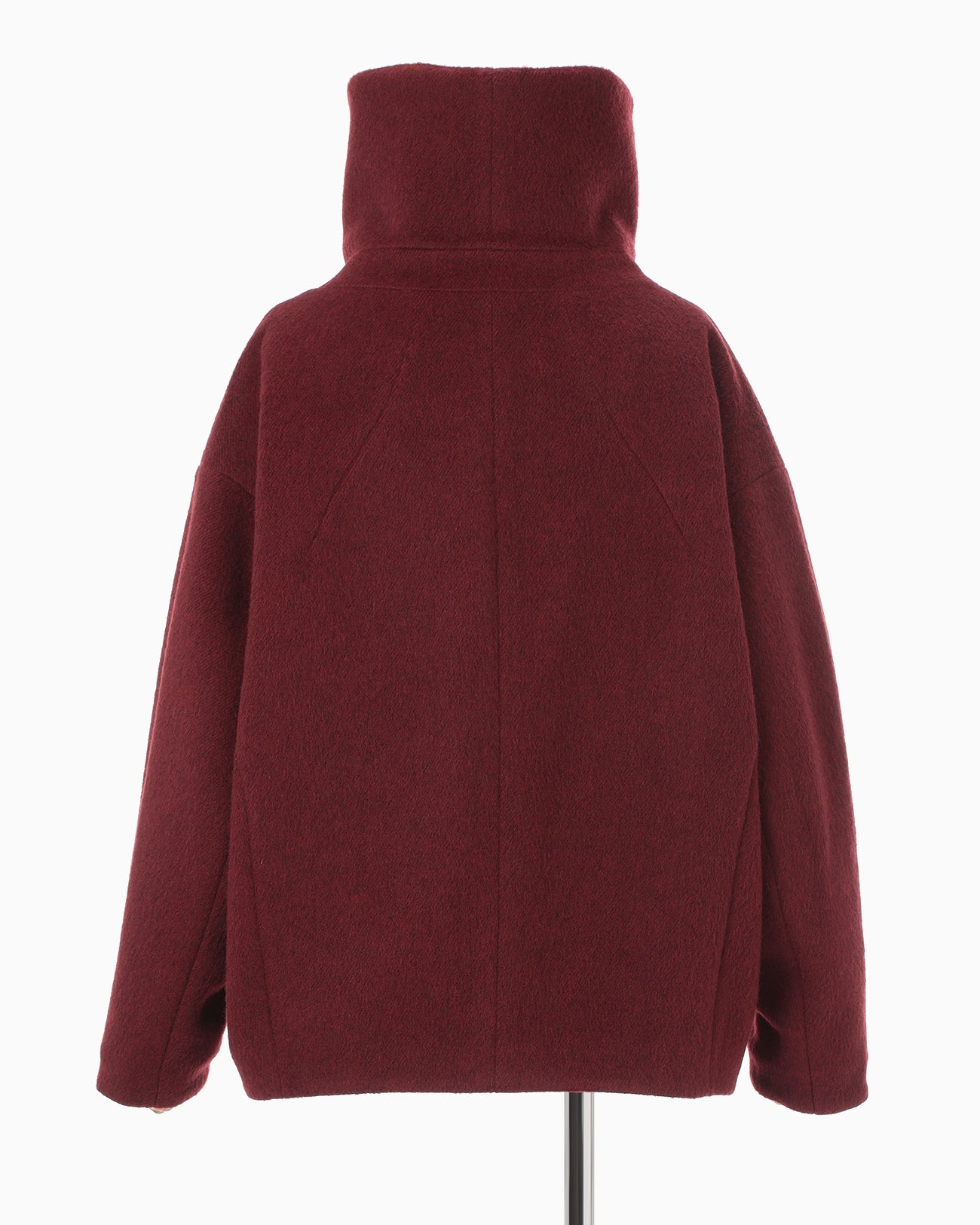 Wool Arupaka Shawl Collar Short Cort - bordeaux