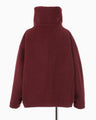 Wool Arupaka Shawl Collar Short Cort - bordeaux