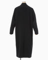 Wool Melton Embroidery Collar Long Coat - black