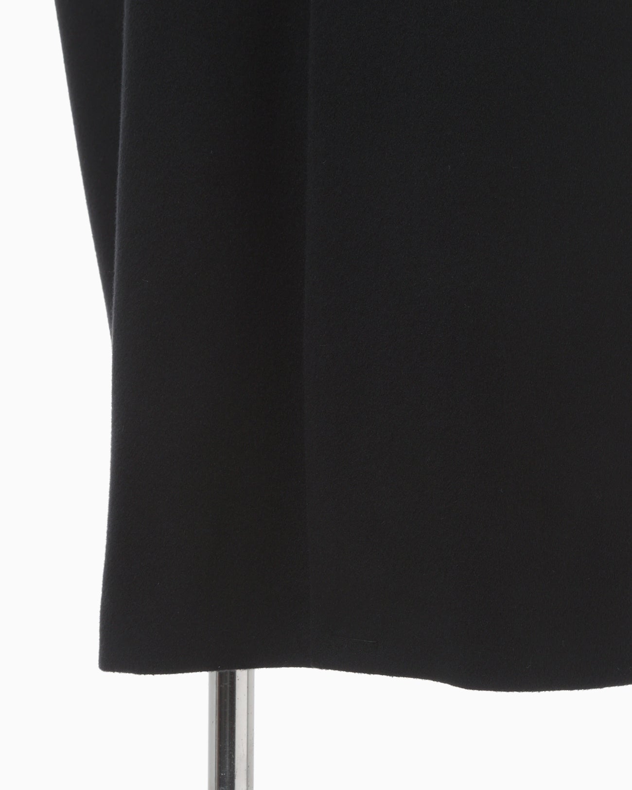 Wool Melton Embroidery Collar Long Coat - black