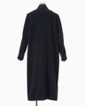 Wool Melton Embroidery Collar Long Coat - navy