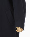 Wool Melton Embroidery Collar Long Coat - navy