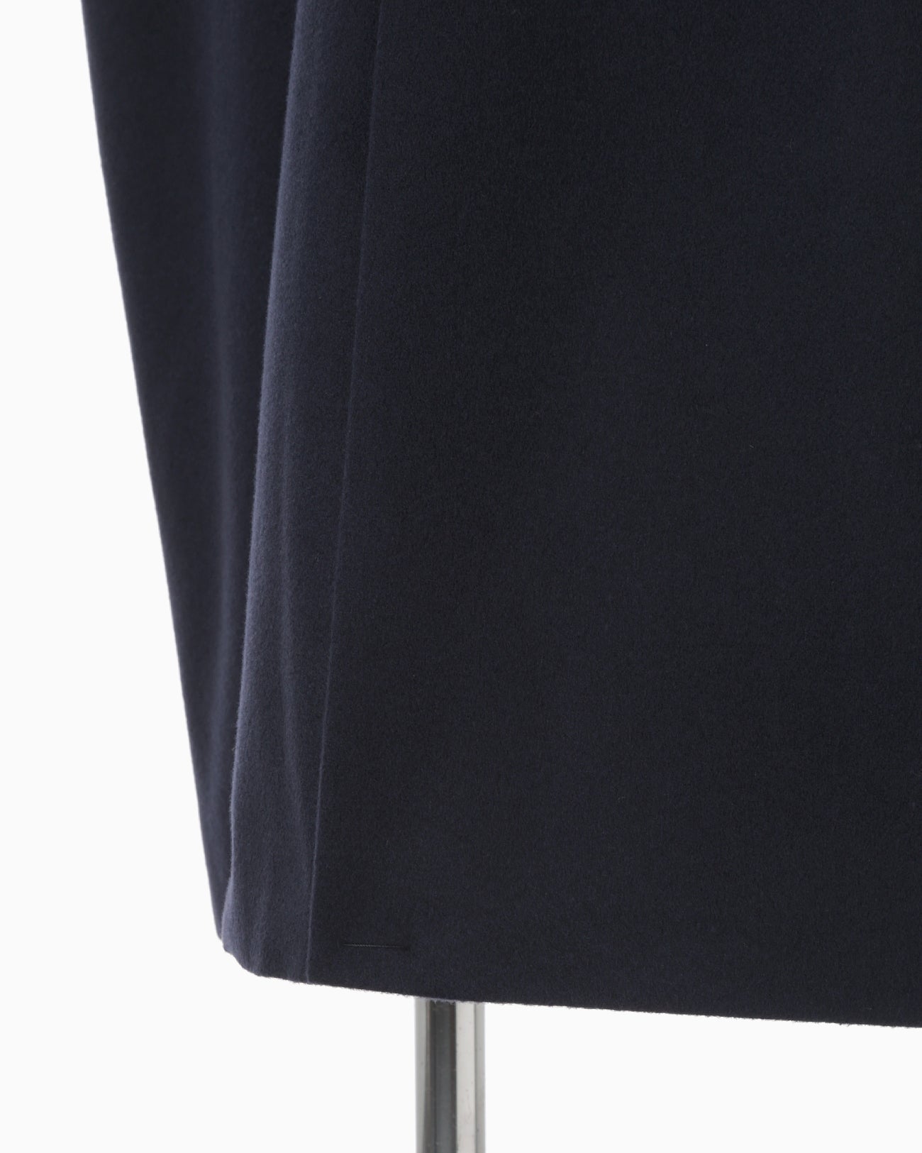 Wool Melton Embroidery Collar Long Coat - navy