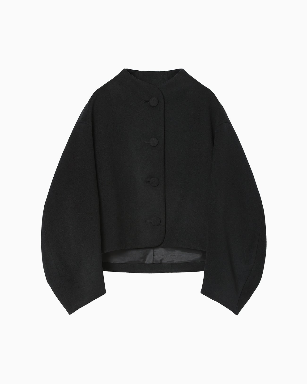 Wool Melton Short Cort - black