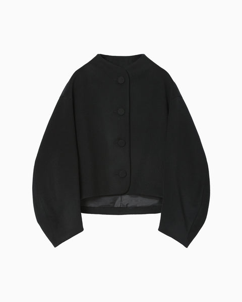 Wool Melton Short Cort - black