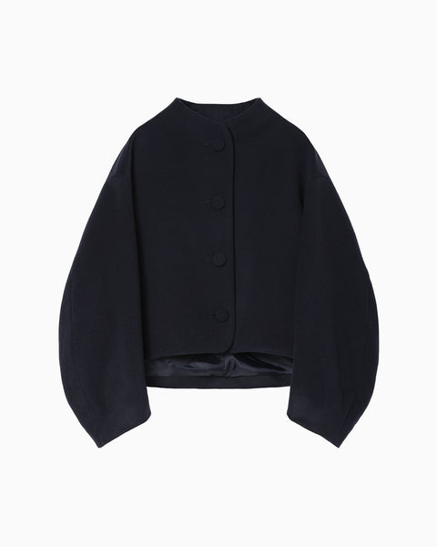 Wool Melton Short Cort - navy
