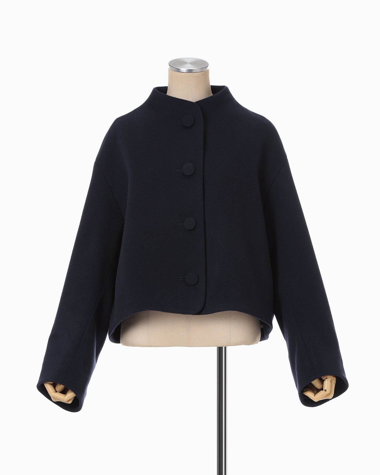 Wool Melton Short Cort - navy