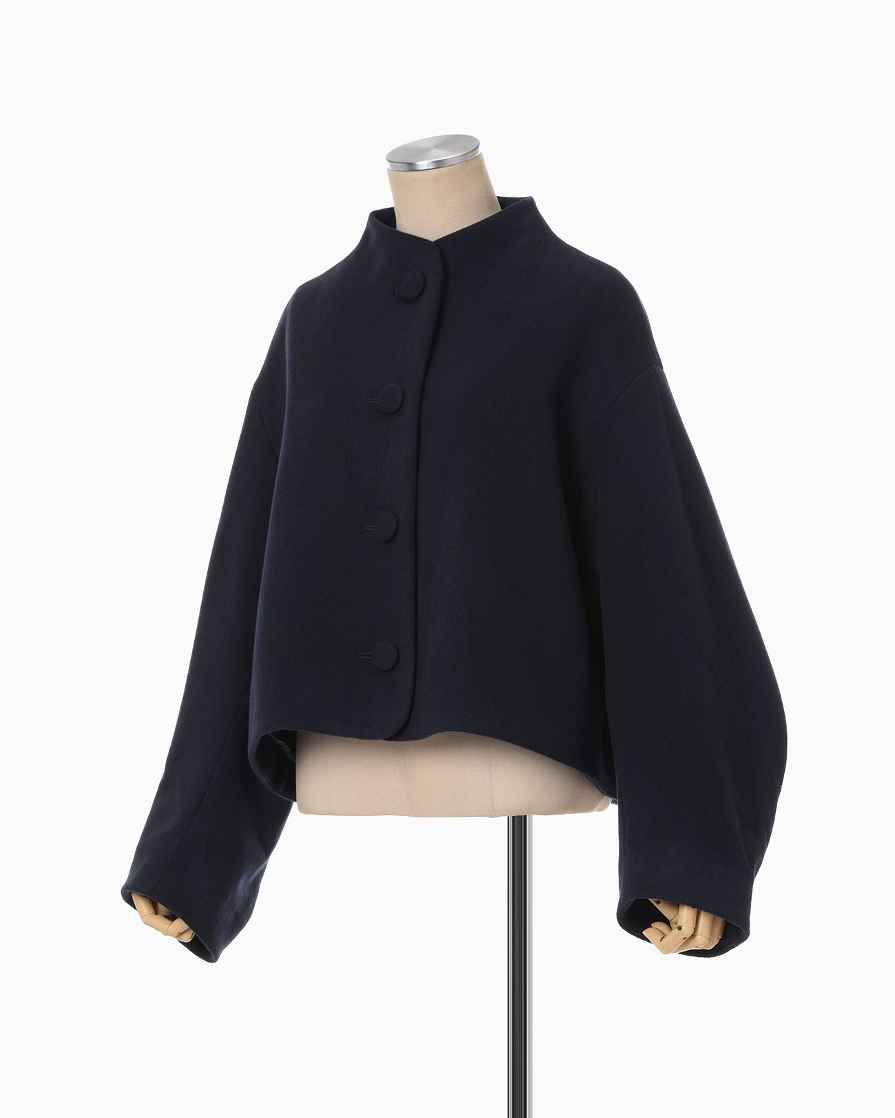 Wool Melton Short Cort - navy