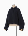 Wool Melton Short Cort - navy
