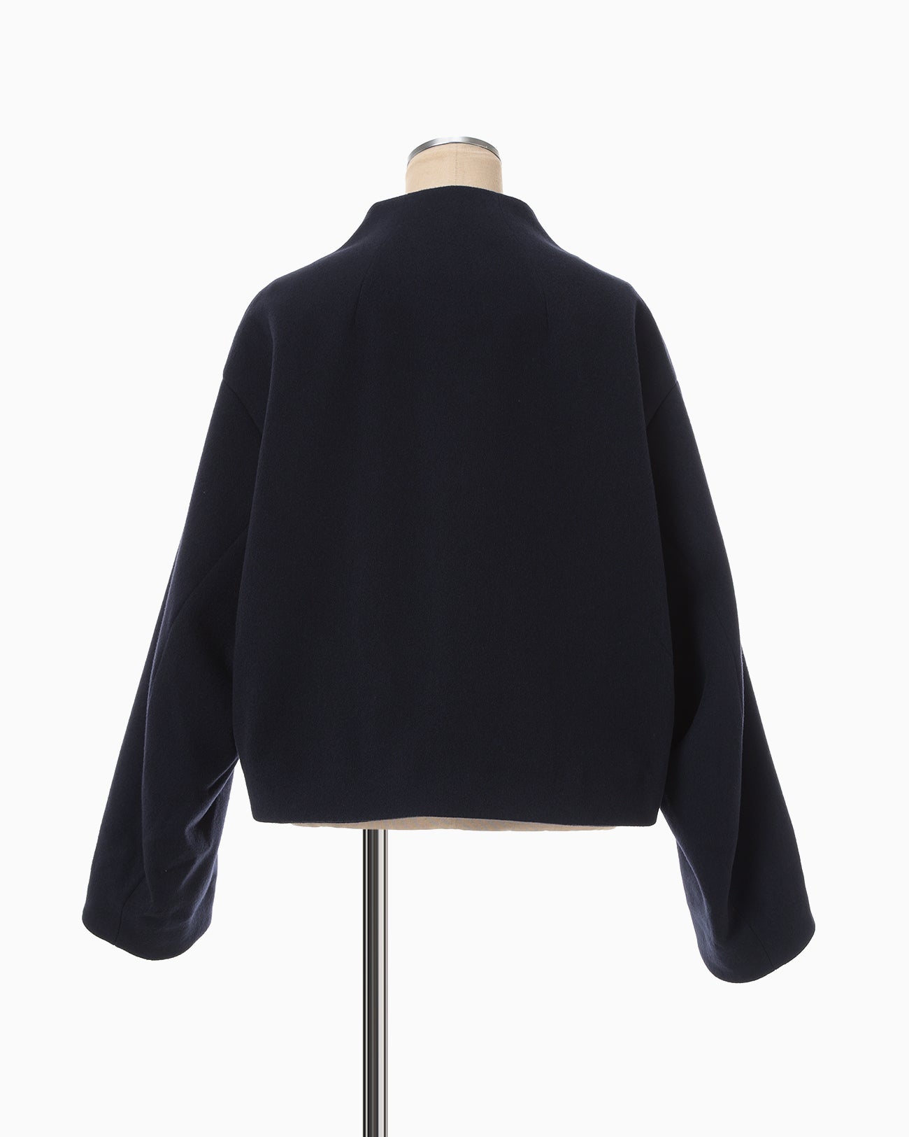 Wool Melton Short Cort - navy
