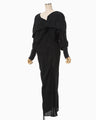 Floral Jacquard Asymmetry Drape Dress - black