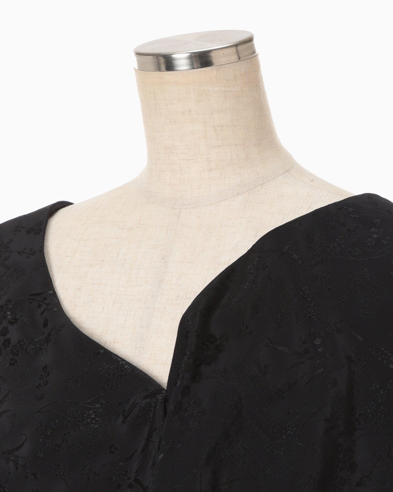 Floral Jacquard Asymmetry Drape Dress - black