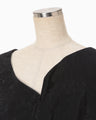 Floral Jacquard Asymmetry Drape Dress - black