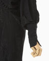 Floral Jacquard Asymmetry Drape Dress - black