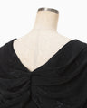 Floral Jacquard Asymmetry Drape Dress - black