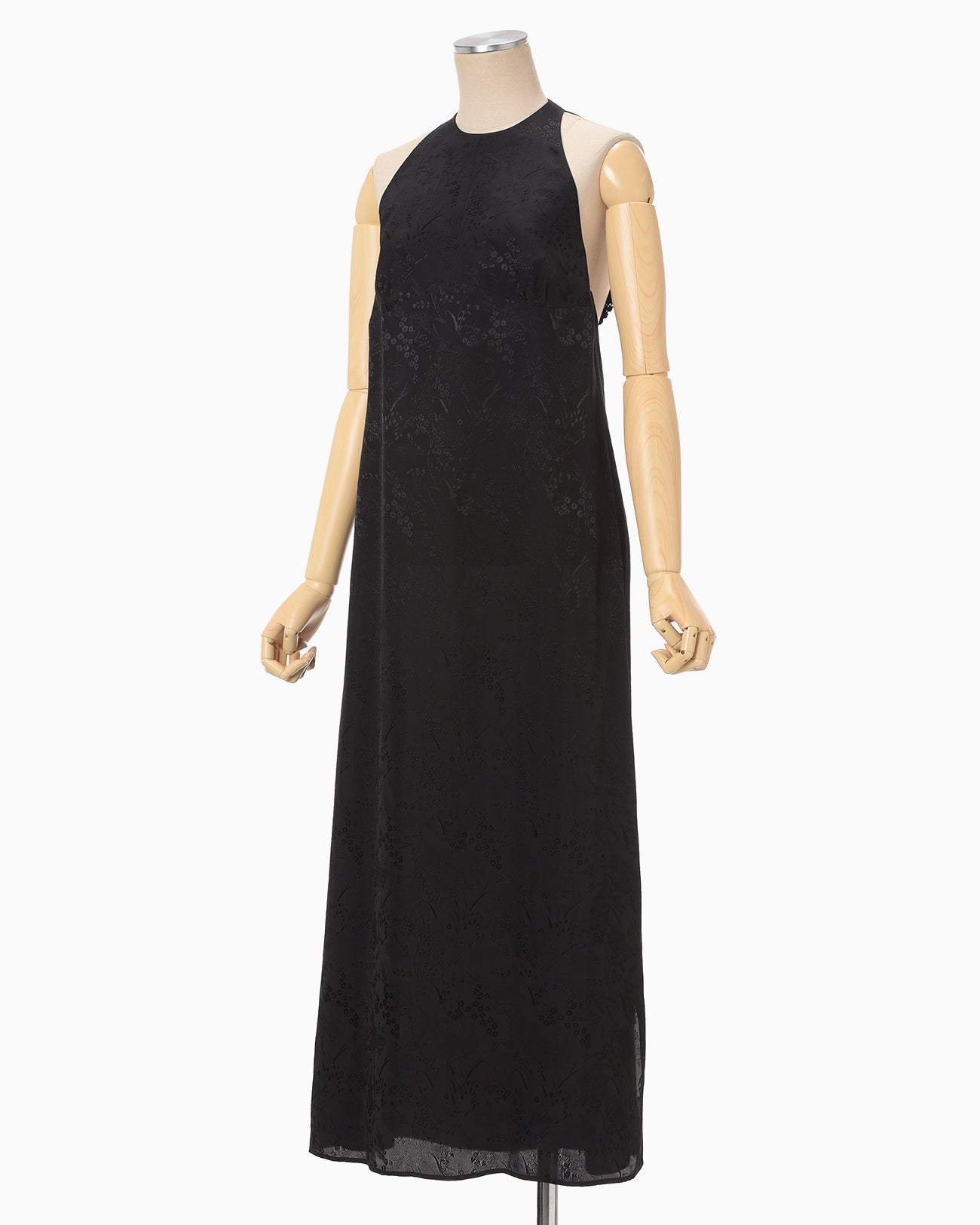 Floral Jacquard Camisole Dress - black