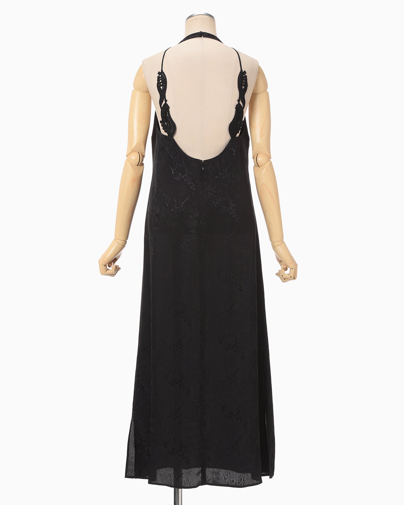 Floral Jacquard Camisole Dress - black