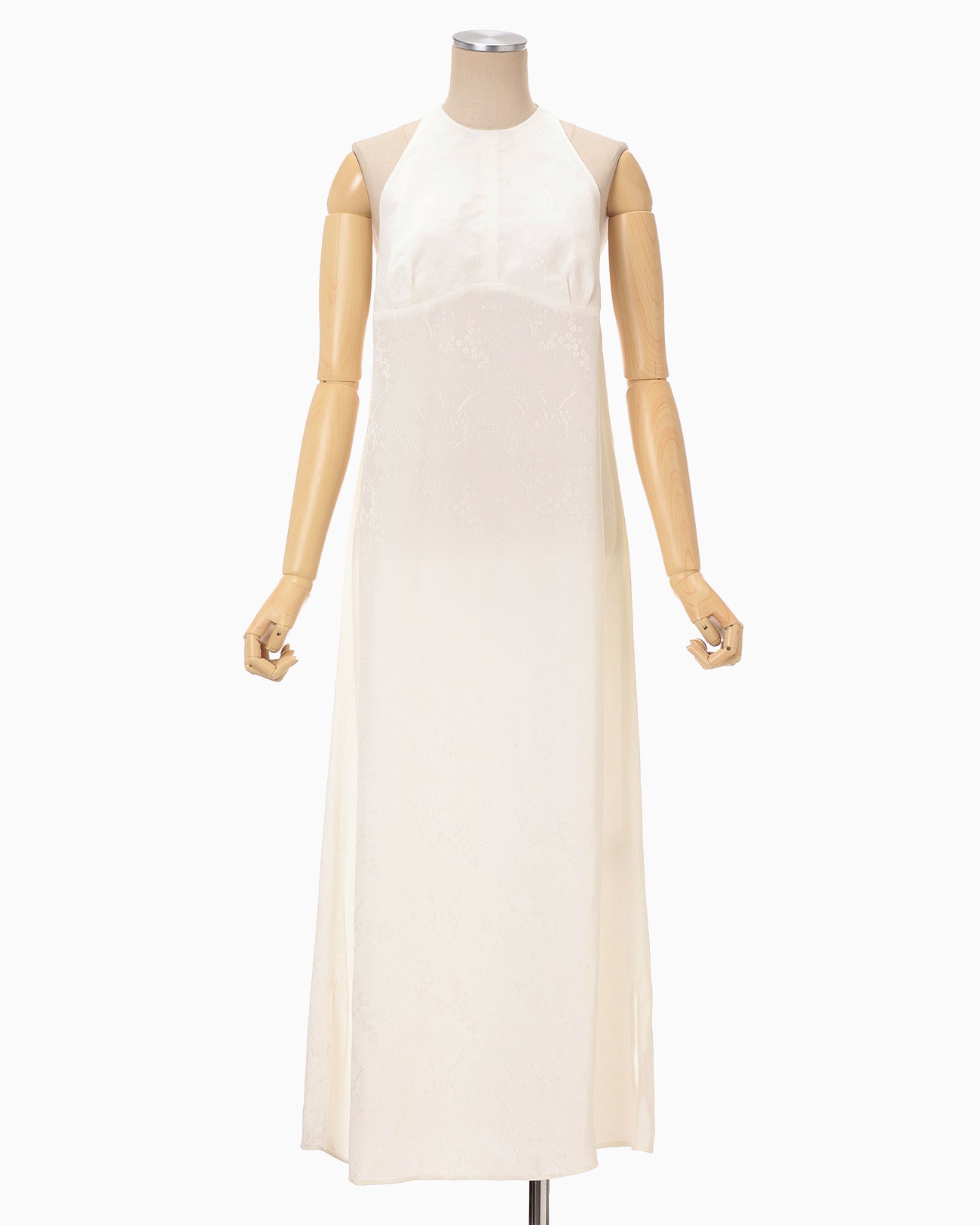 Floral Jacquard Camisole Dress - ecru