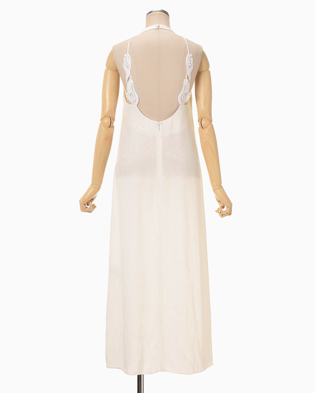 Floral Jacquard Camisole Dress - ecru