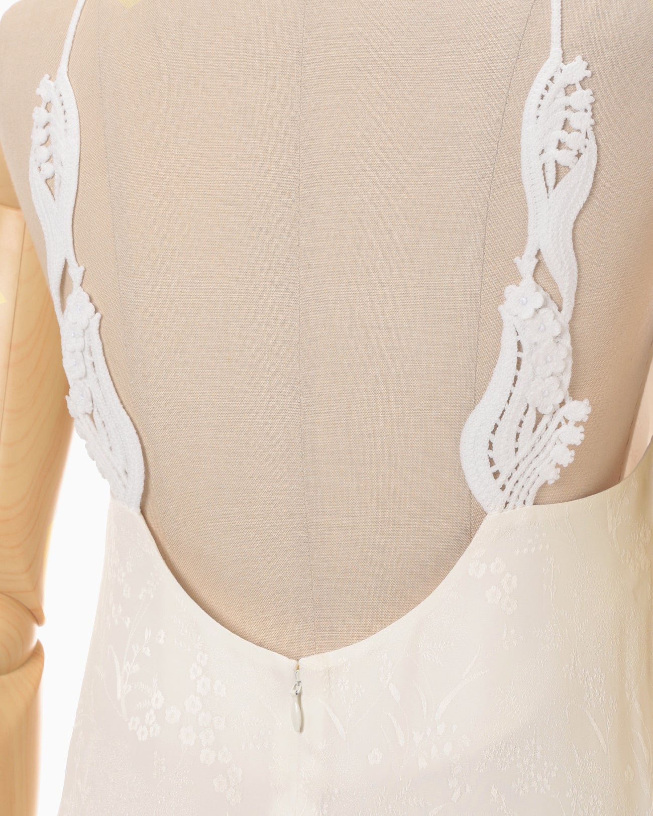 Floral Jacquard Camisole Dress - ecru