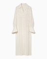 Floral Jacquard Shirt Dress - ecru