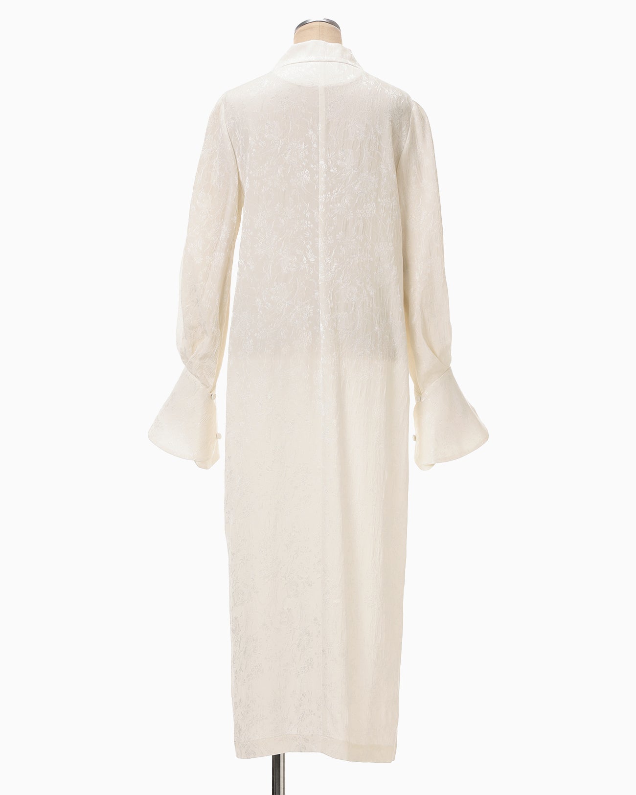 Floral Jacquard Shirt Dress - ecru