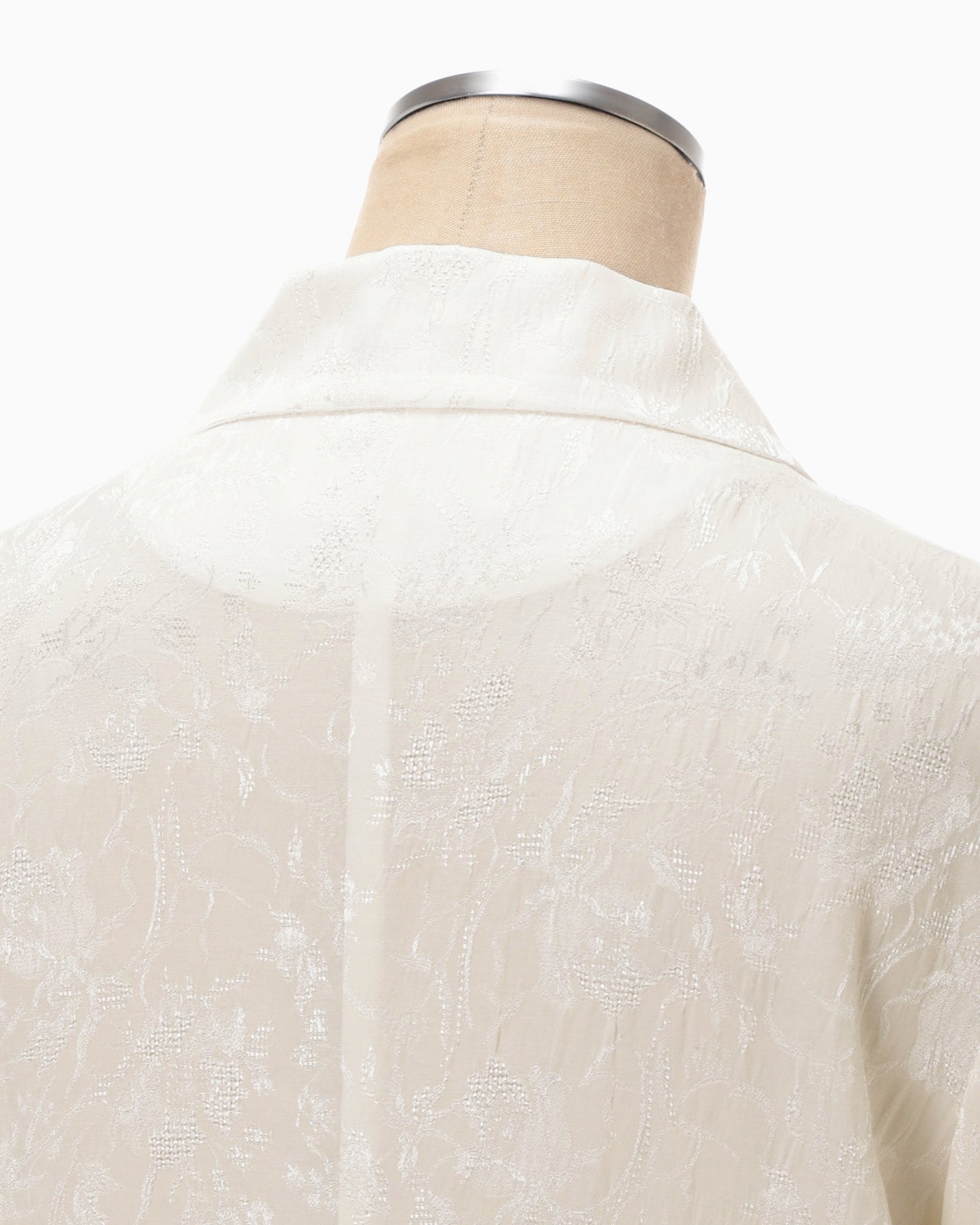 Floral Jacquard Shirt Dress - ecru