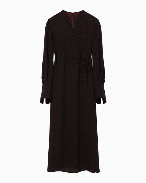 Cupro Triacetate Floral Jacquard Dress - black