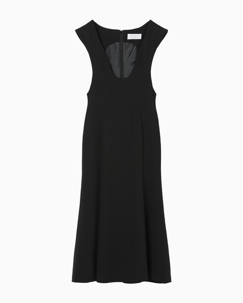 Wool Venetian Flare Dress - black