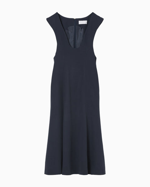 Wool Venetian Flare Dress - navy