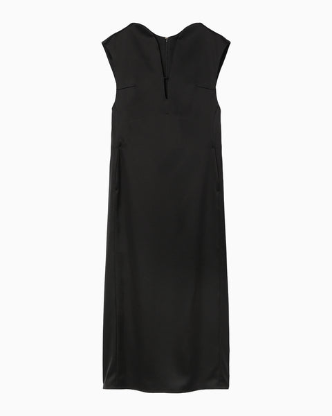 Embossed Leather Motif Triacetate Dress - black