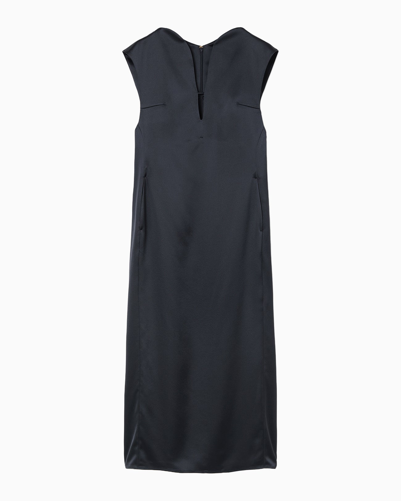 Embossed Leather Motif Triacetate Dress - navy