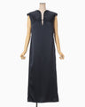 Embossed Leather Motif Triacetate Dress - navy