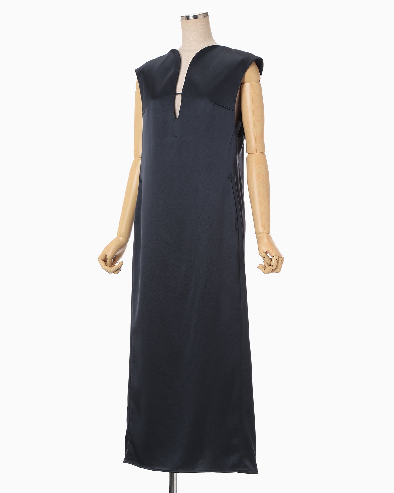 Embossed Leather Motif Triacetate Dress - navy