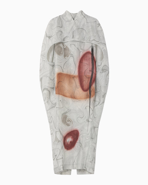Silk Wool Marbling Dress - grey