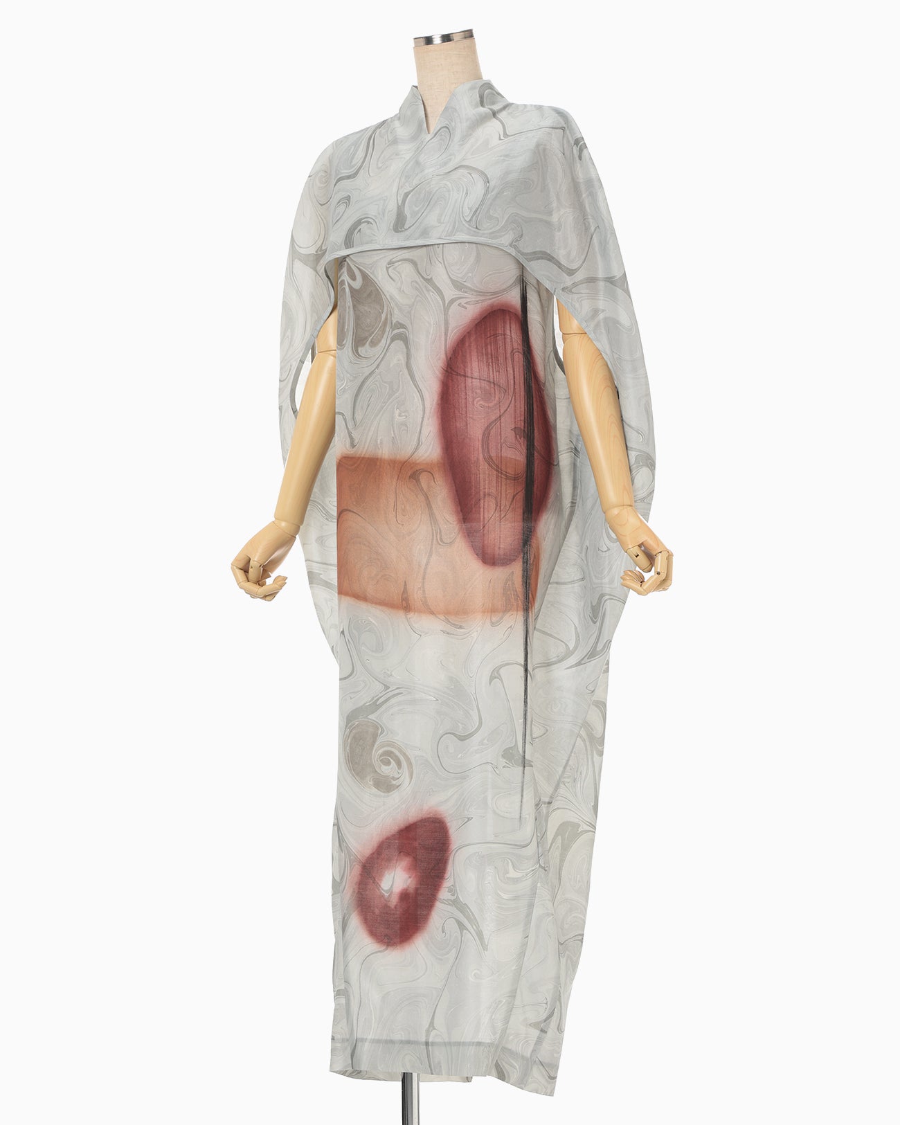 Silk Wool Marbling Dress - grey