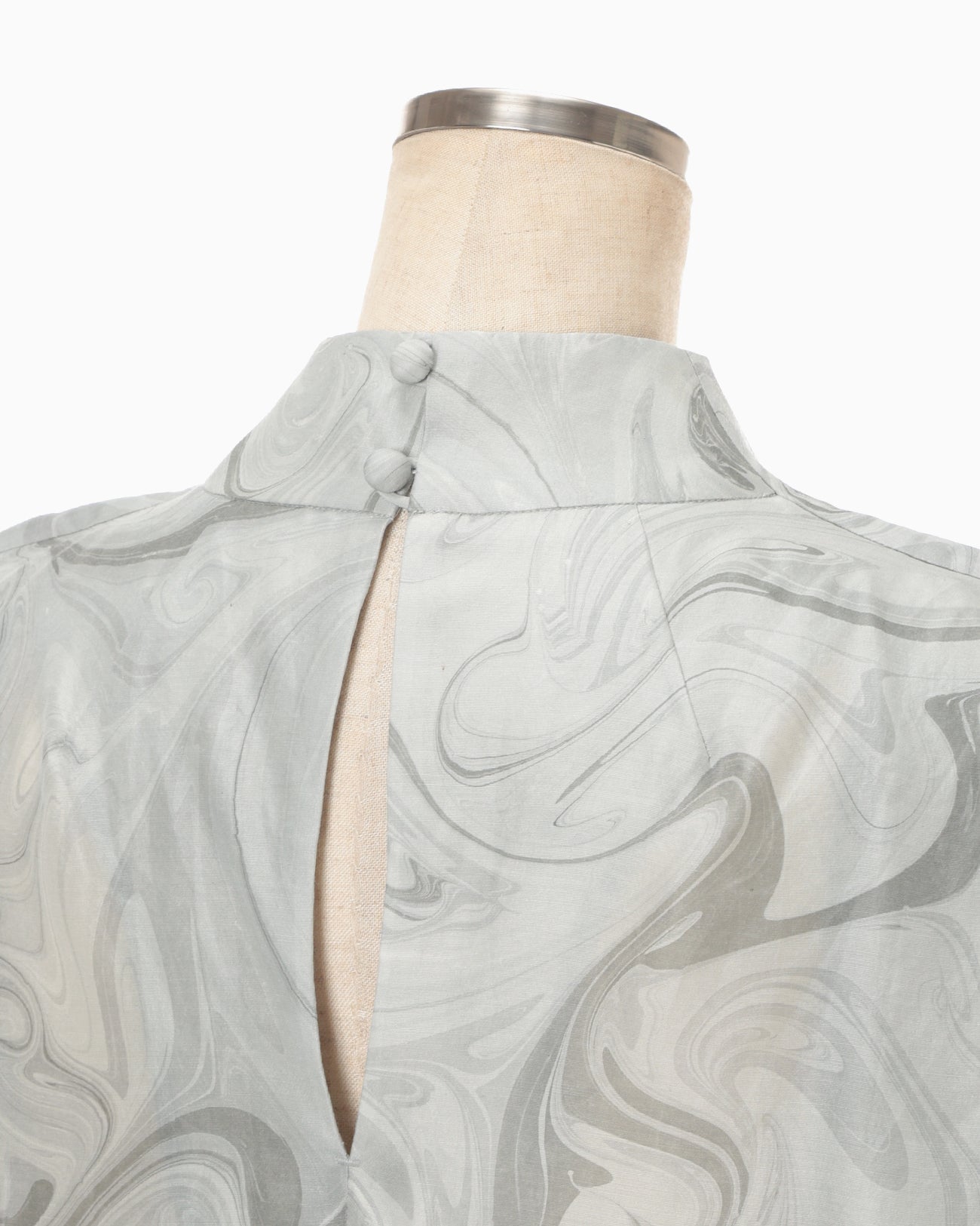 Silk Wool Marbling Dress - grey