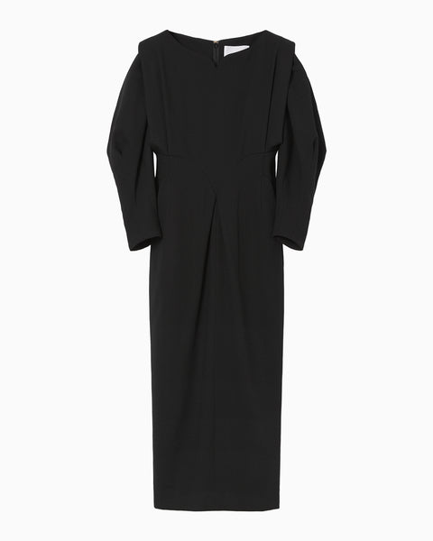 Wool Georgette Dress - black