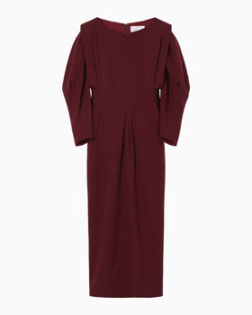 Wool Georgette Dress - bordeaux