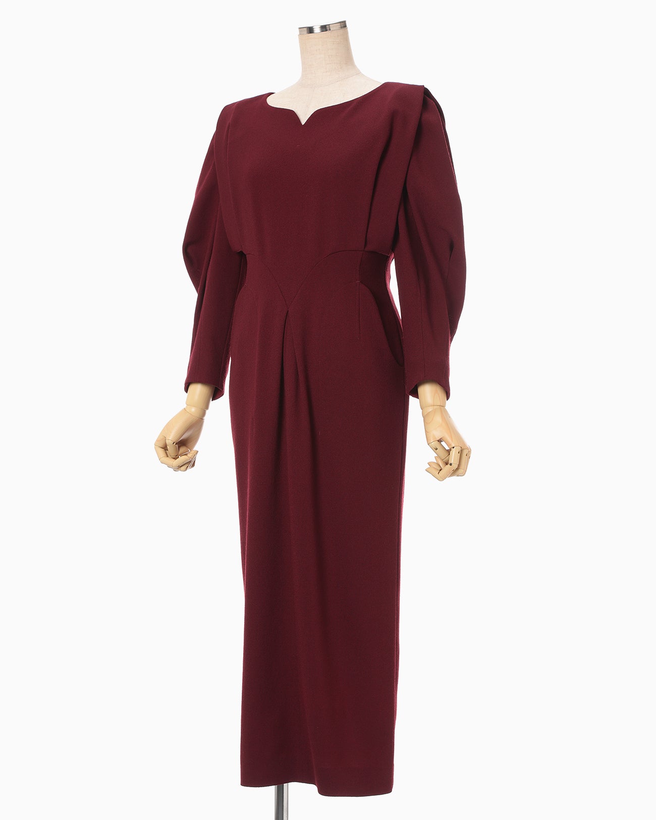 Wool Georgette Dress - bordeaux
