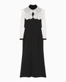 Triacetate Georgette Embroidery Collar Dress - black