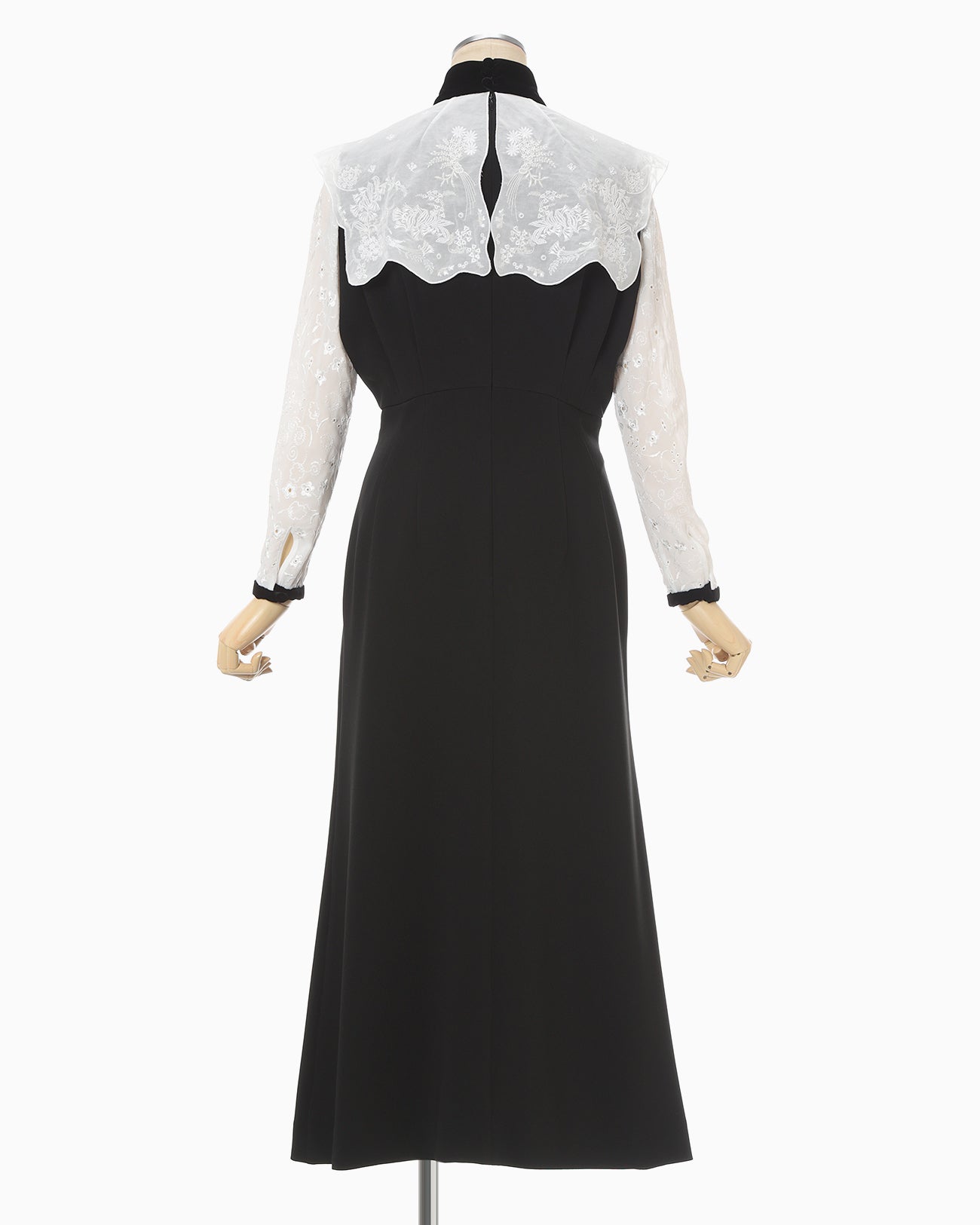 Triacetate Georgette Embroidery Collar Dress - black - Mame