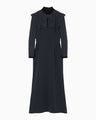 Triacetate Georgette Embroidery Collar Dress - navy