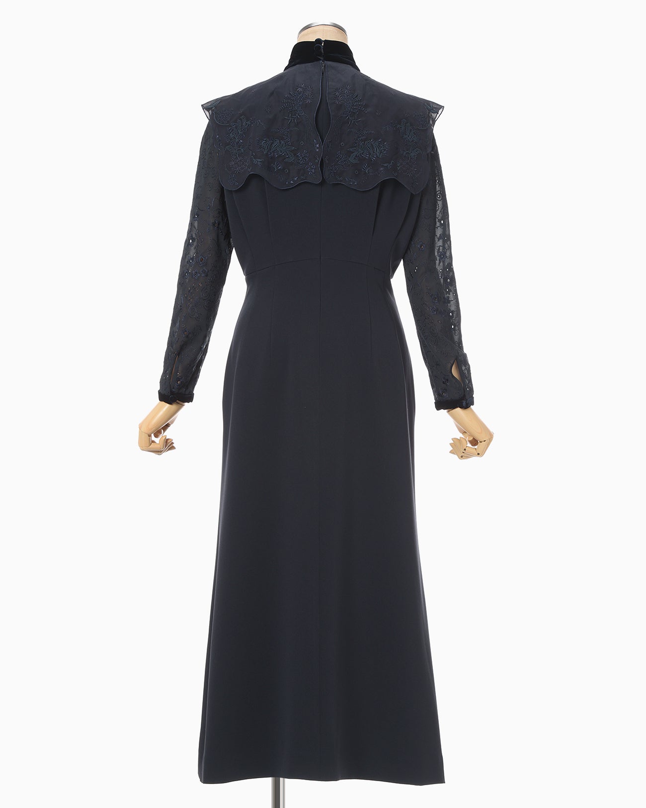 Triacetate Georgette Embroidery Collar Dress - navy - Mame Kurogouchi