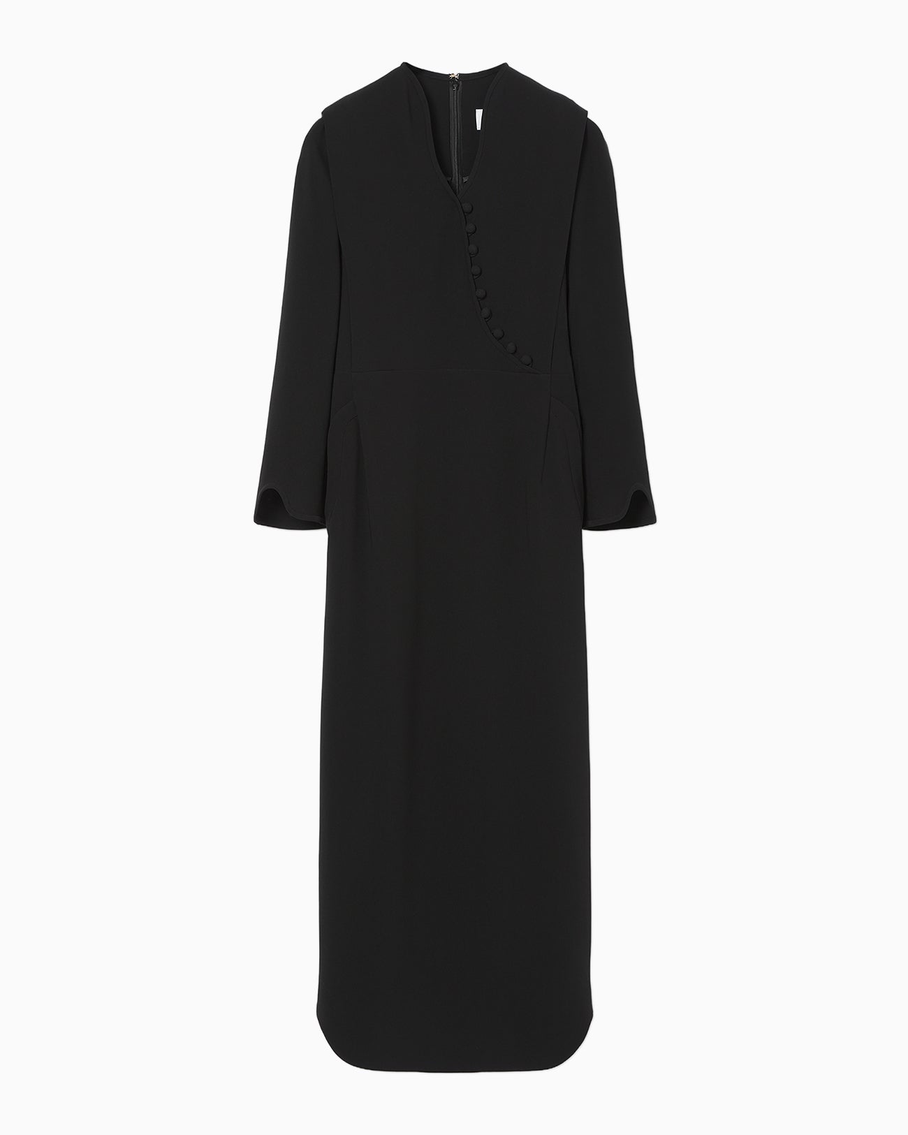 Triacetate Georgette V-Neck Dress - black