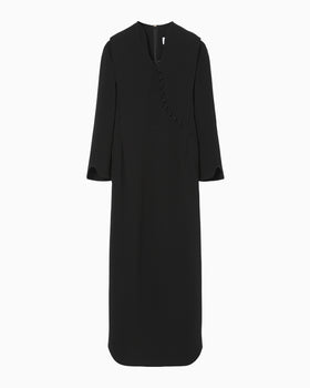 Triacetate Georgette V-Neck Dress - black