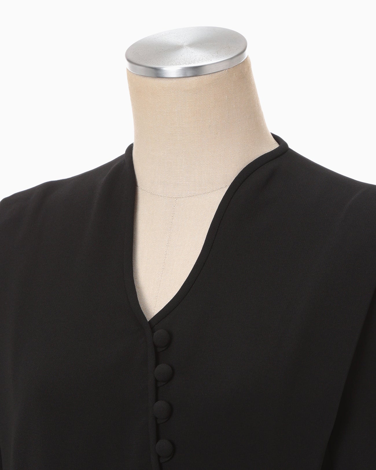 Triacetate Georgette V-Neck Dress - black - Mame Kurogouchi