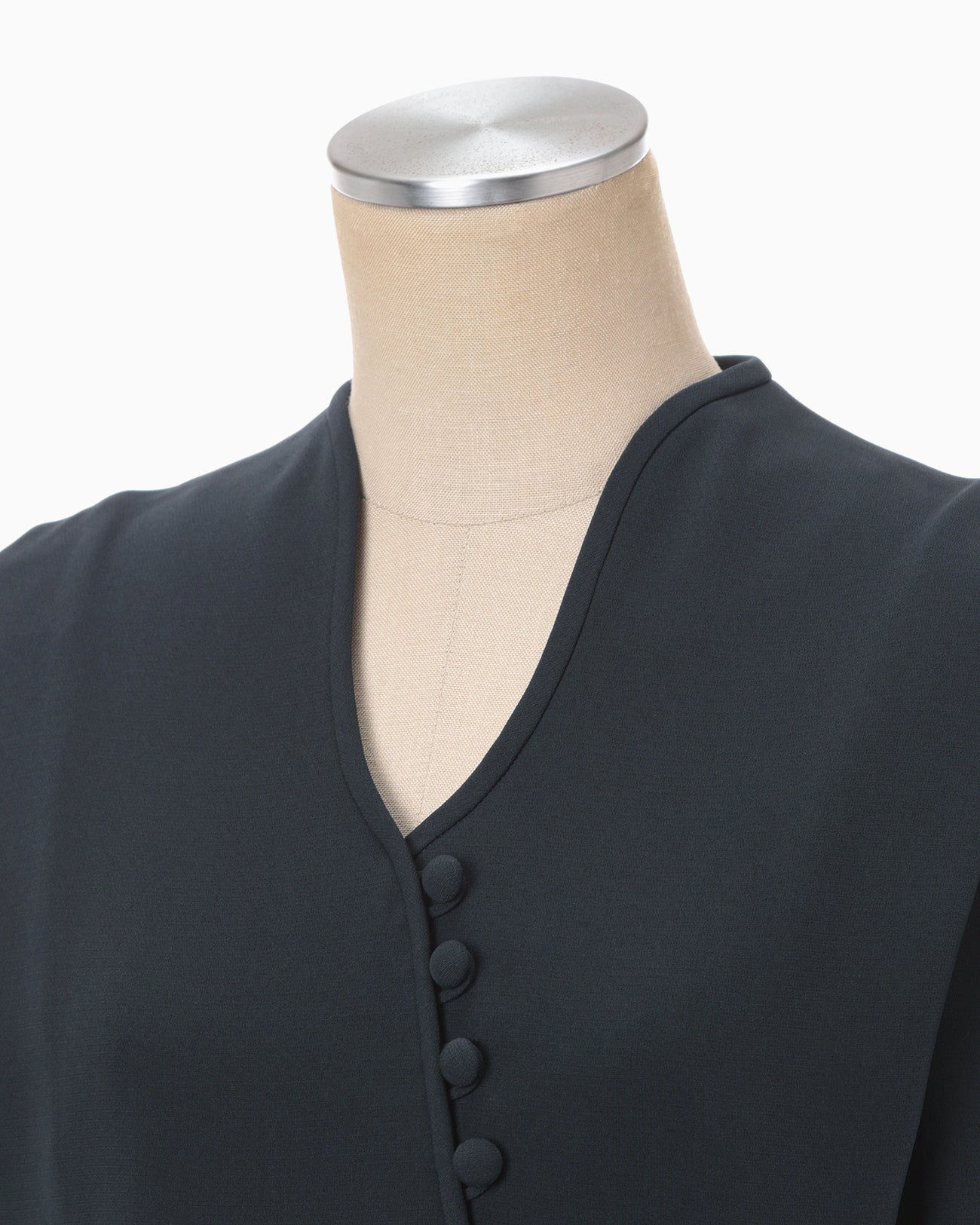 Triacetate Georgette V-Neck Dress - navy - Mame Kurogouchi