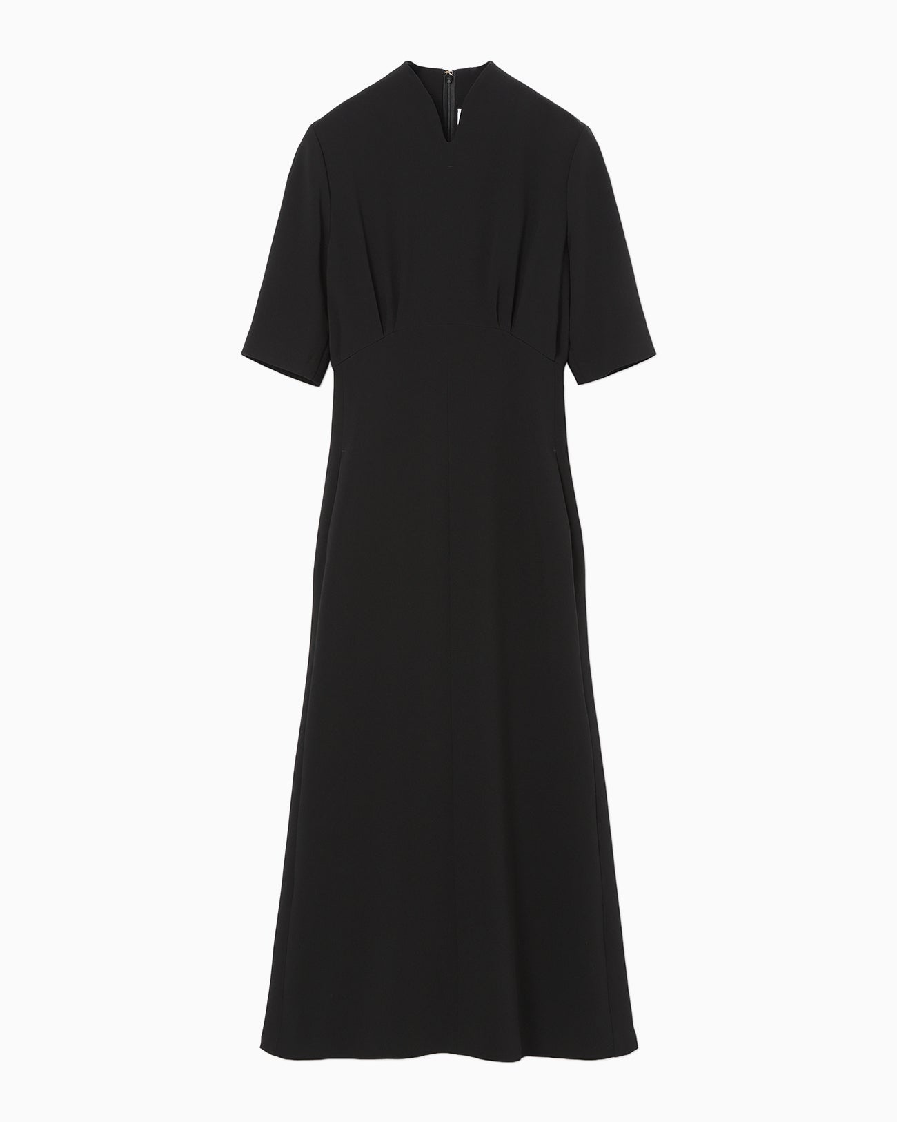 Triacetate Georgette Short Sleeve Dress - black